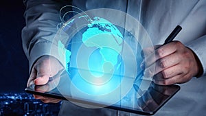 Global network connection visualization showing data exchange Thunk