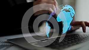 Global network connection visualization showing data exchange Thunk