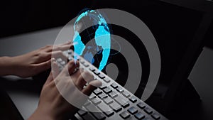 Global network connection visualization showing data exchange Thunk