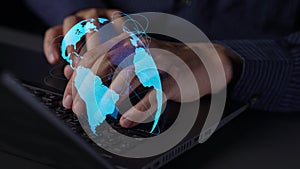 Global network connection visualization showing data exchange Thunk