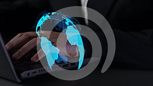 Global network connection visualization showing data exchange Thunk