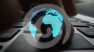 Global network connection visualization showing data exchange Thunk