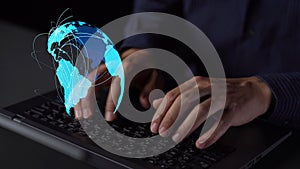 Global network connection visualization showing data exchange Thunk