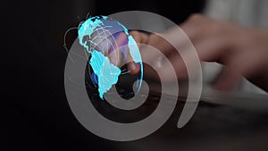 Global network connection visualization showing data exchange Thunk