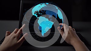 Global network connection visualization showing data exchange Thunk