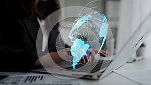 Global network connection visualization showing data exchange Thunk