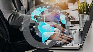 Global network connection visualization showing data exchange Thunk