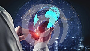 Global network connection visualization showing data exchange Thunk