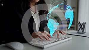 Global network connection visualization showing data exchange Thunk