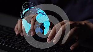 Global network connection visualization showing data exchange Thunk