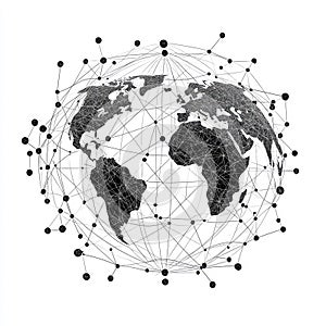 Global Network Connection World Map Abstract Design isolated on a white background