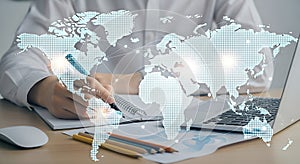 Global Network Connection world map digital