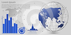 Global network connection. world map point Internet of Things, Computing Design technology Background