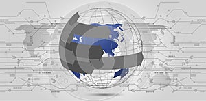 Global network connection. World map point and line composition