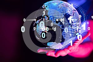 A Global network connection. World map point and line composition concept