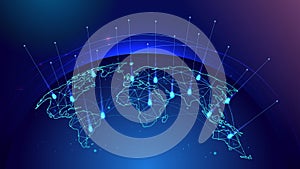 Global network connection. World map point and line composition concept of global business