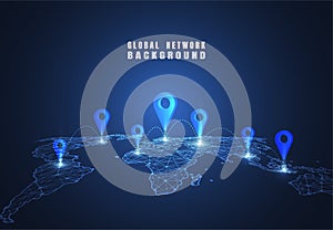 Global network connection. World map point and line composition concept of global business. Vector Illustration