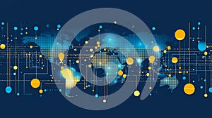 Global Network, Connections and Data Exchange Illustrating Digital Transformation in Business