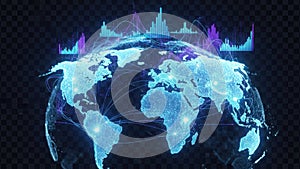 Global network connections and data flow visualization