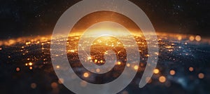 Global Network Connections. Digital Data Flow. Technological Background with Glowing Structure.