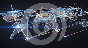 Global Network Connections Map Earth