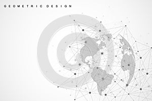 Global network connections with points and lines. Internet connection background. Abstract connection structure