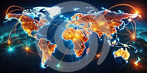 Global network connections a visual representation of worldwide interconnectivity and data exchange. Generative AI