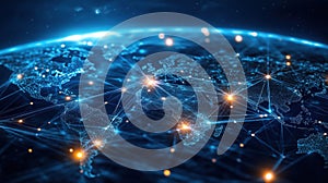 Global network connections visualized over Earth