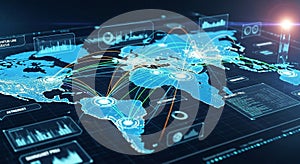 Global Network Connectivity and Data Analytics on Digital World Map Interface