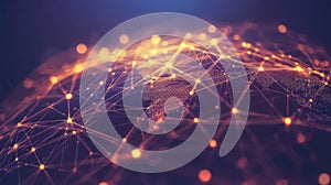 Global Network Connectivity Data Mesh Visualization with Nodes and Interconnected Links