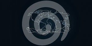 Global Network Connectivity: Futuristic Digital World Map