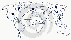 Global Network Connectivity Map, vector design Generative AI