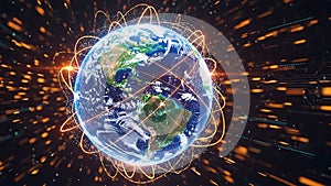 Global network connectivity visual data representation digital communication internet