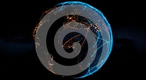 Global network connectivity visualization on Earth at night