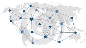 Global Network Connectivity: World Map with Interconnected Nodes and Data Flow, vector design Generative AI