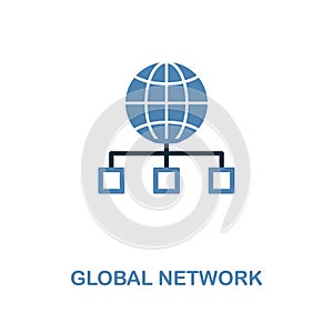 Global Network creative icon in two colors. Premium style design from web development icons collection. Global Network icon for we