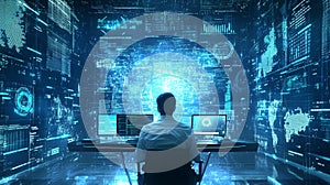 Global Network Data Analyst Working Late at Night