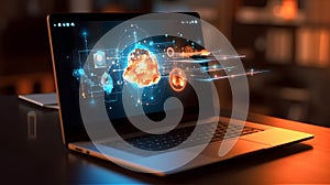 Global network and data exchange around the world using 3D rendering. The concept of a high-speed global Internet