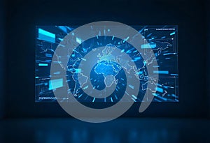 Global network data flow visualization futuristic map