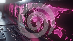 Global Network Data Visualization On Computer Screens
