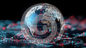 Global Network Data Visualization with Earth Globe and Digital Code