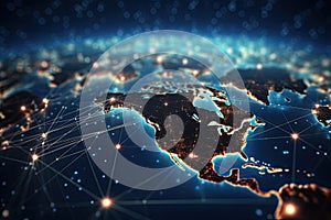 Global network and datas exchanges over the world. 3d rendering toned image double exposure, Global network connection and