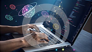 Global network development programmer coding software technology