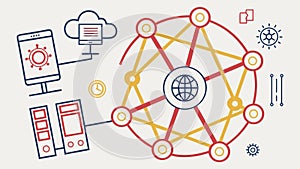 Global Network with Digital Devices Connection, vector design Generative AI