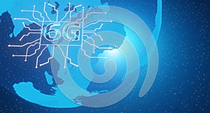 Global network with 6G network connection.