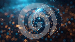 Global Network Glow: A Minimalist Vision of Connectivity. Concept Technology, Networking,