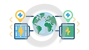 Global Network Green Earth Connection, vector design Generative AI