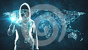 Global network and hacking concept