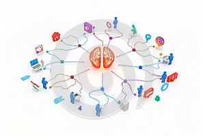 Global network of human connection and information flow centered on a brain
