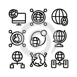 Global network icon or logo isolated sign symbol vector illustration